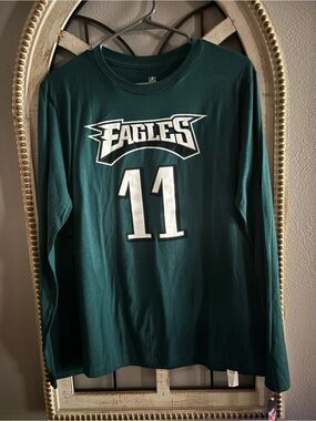 NFL Green Long Sleeve Fan Tee with White Logo